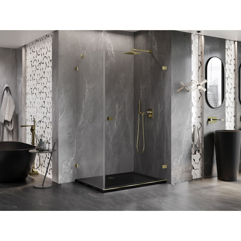 Mexen Lunar-B shower enclosure hinged right 75 x 70 cm, transparent, gold - 832-075-070-50-00-P