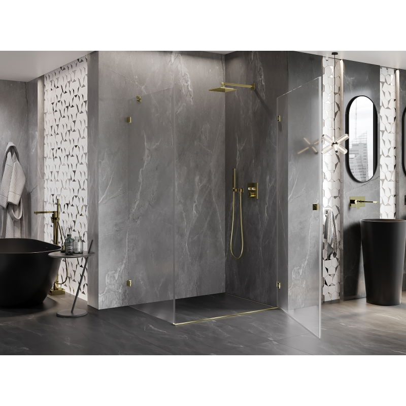 Mexen Lunar-B right hinged shower cabin 85 x 70 cm, transparent, gold - 832-085-070-50-00-P