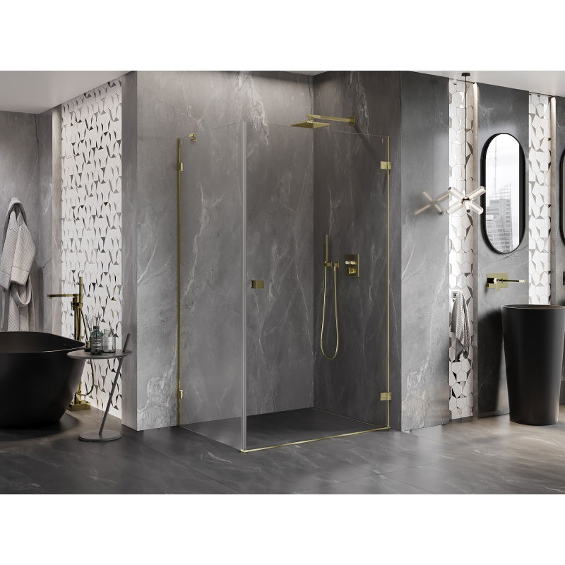 Mexen Lunar-B right-opening shower cabin 85 x 80 cm, transparent, gold - 832-085-080-50-00-P