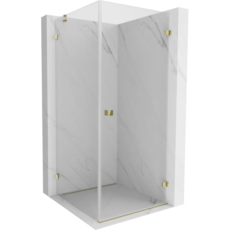 Mexen Lunar-B right hinged shower enclosure 90 x 90 cm, transparent, gold - 832-090-090-50-00-P