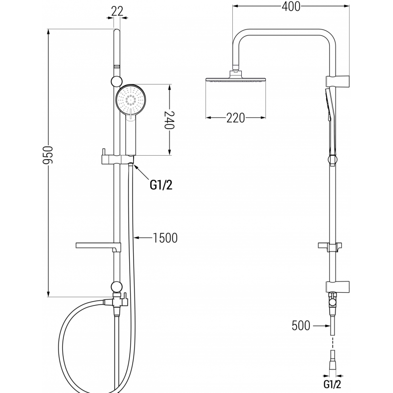 Mexen X40 Shower Column, Gold - 798404091-50