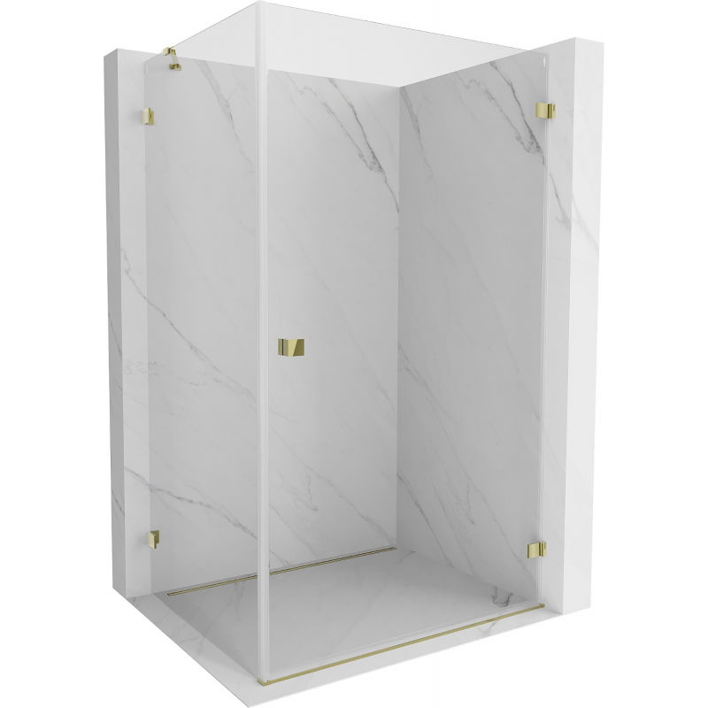 Mexen Lunar-B Right-Swing Shower Enclosure 100 x 90 cm, Transparent, Gold - 832-100-090-50-00-P
