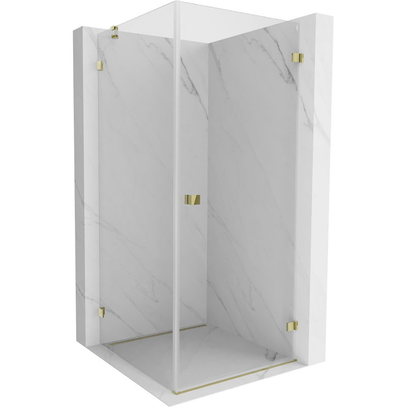 Mexen Lunar-B right tilting shower cabin 100 x 100 cm, transparent, gold - 832-100-100-50-00-P