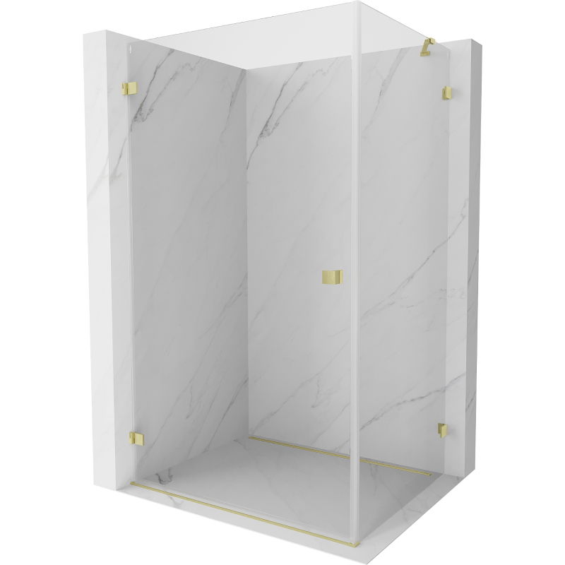 Mexen Lunar-B Left Pivot Shower Enclosure 85 x 70 cm, Transparent, Brushed Gold - 832-085-070-55-00-L
