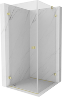 Mexen Lunar-B Left Hinged Shower Enclosure 80 x 80 cm, Transparent, Brushed Gold - 832-080-080-55-00-L