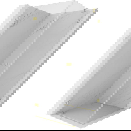 Mexen Lunar-B Left Corner Shower Enclosure 90 x 90 cm, Transparent, Brushed Gold - 832-090-090-55-00-L