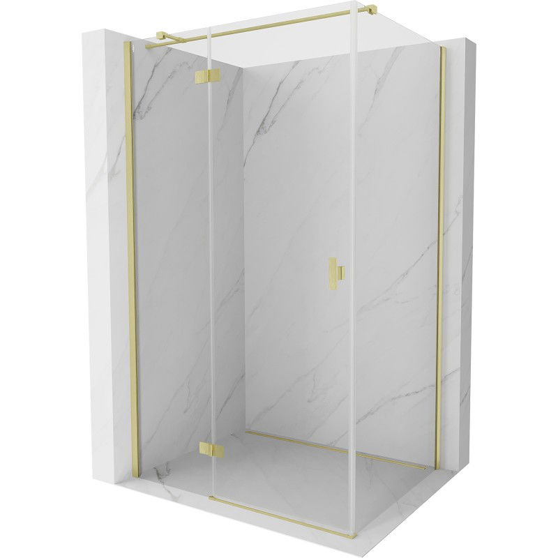 Mexen Mist-H T pivot shower enclosure, left 75 x 95 cm, transparent, brushed gold - 8A5T-075-095-55-00-L
