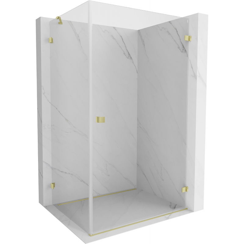 Mexen Lunar-B right hinged shower enclosure 85 x 80 cm, transparent, brushed gold - 832-085-080-55-00-P