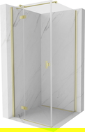 Mexen Mist-H T left hinged shower enclosure 100 x 100 cm, transparent, brushed gold - 8A5T-100-100-55-00-L
