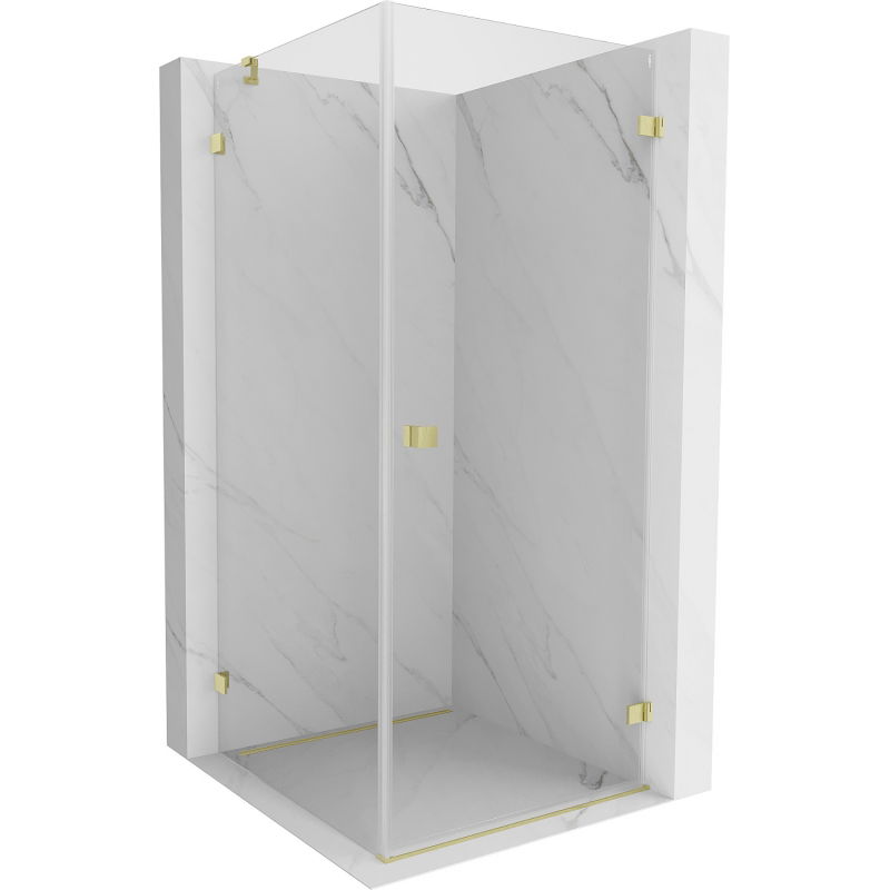 Mexen Lunar-B right hinged shower cabin 90 x 90 cm, transparent, brushed gold - 832-090-090-55-00-P