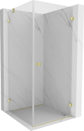 Mexen Lunar-B right-hand hinged shower enclosure 90 x 90 cm, transparent, brushed gold - 832-090-090-55-00-P
