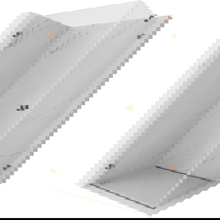 Mexen Lunar-B pivot shower cabin left 80 x 70 cm, transparent, rose gold - 832-080-070-60-00-L