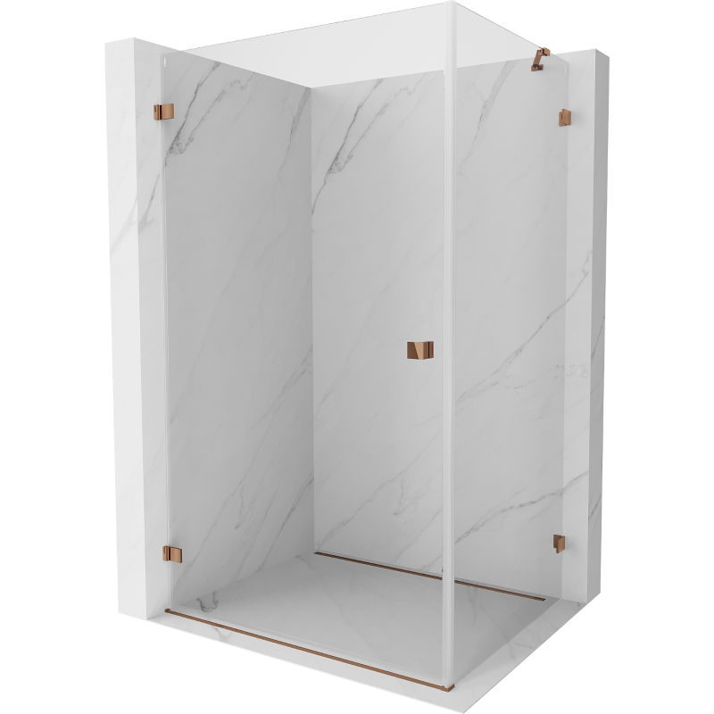 Mexen Lunar-B Left-Hinged Shower Enclosure 100 x 70 cm, Transparent, Rose Gold - 832-100-070-60-00-L