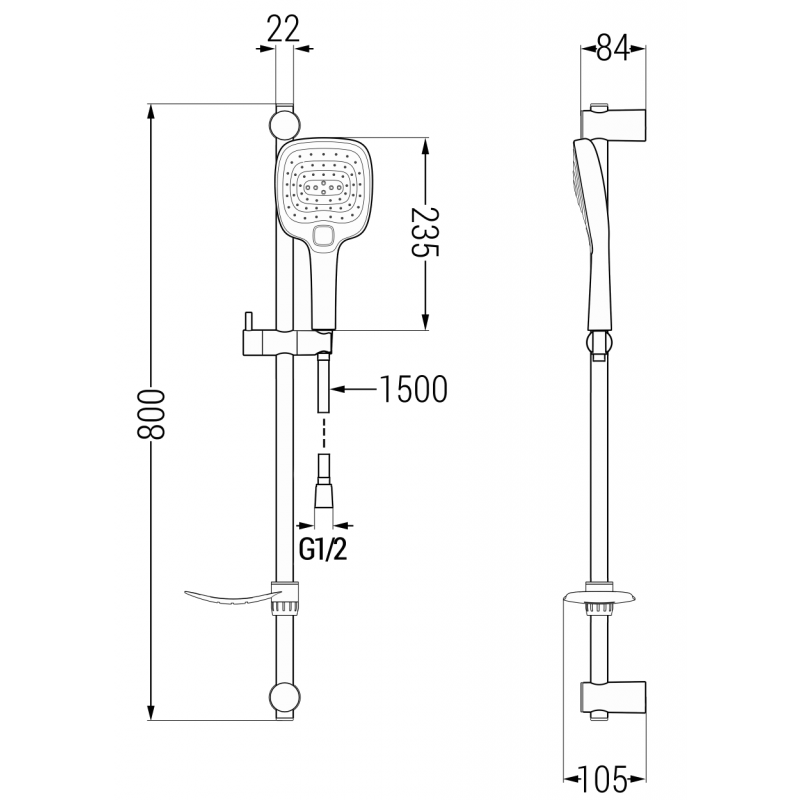 Mexen DF17 adjustable shower set, chrome - 785174582-02