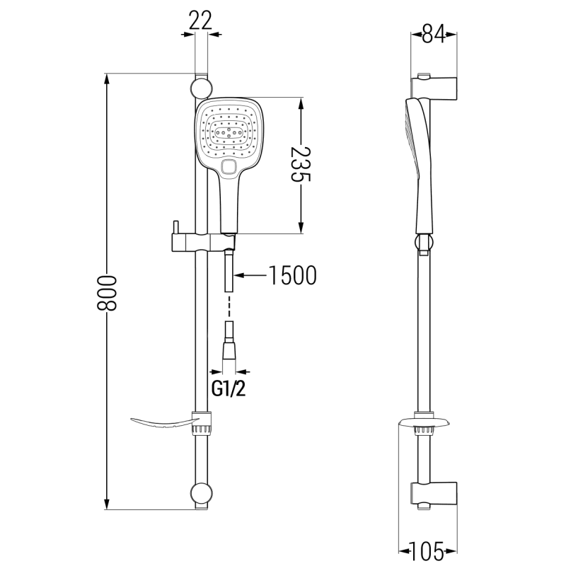Mexen DF17 sliding shower set, chrome - 785174582-02