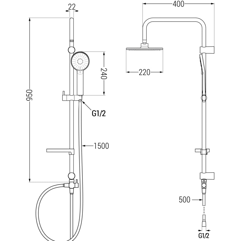 Mexen X40 shower column, brushed gun gray - 7984040091-66