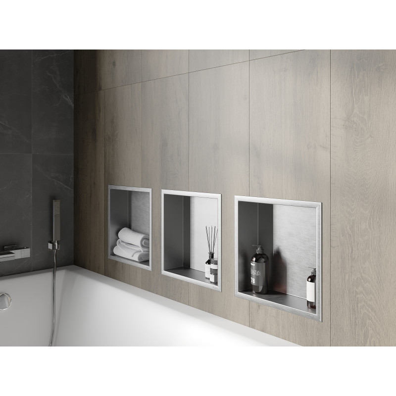 Mexen X-Wall-R recessed shelf with flange 30 x 30 cm, inox - 1910303010