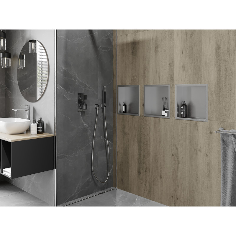 Mexen X-Wall-R recessed shelf with flange 30 x 30 cm, inox - 1910303010