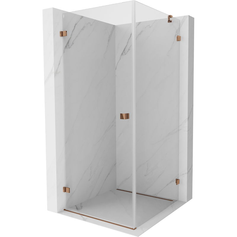 Mexen Lunar-B shower enclosure, left swinging, 90 x 90 cm, transparent, rose gold - 832-090-090-60-00-L