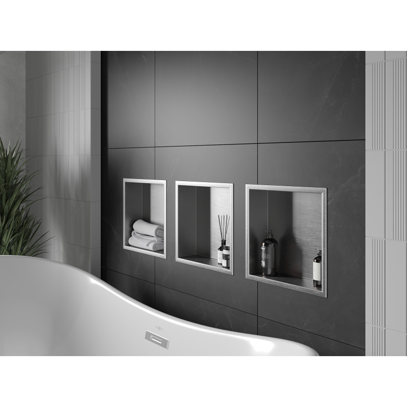 Mexen X-Wall-R recessed shelf with flange 30 x 30 cm, inox - 1910303010