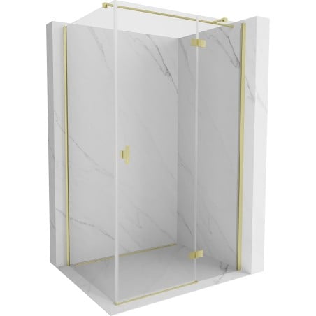Mexen Mist-H T Right Hinged Shower Enclosure 75 x 80 cm, Transparent, Brushed Gold - 8A5T-075-080-55-00-P