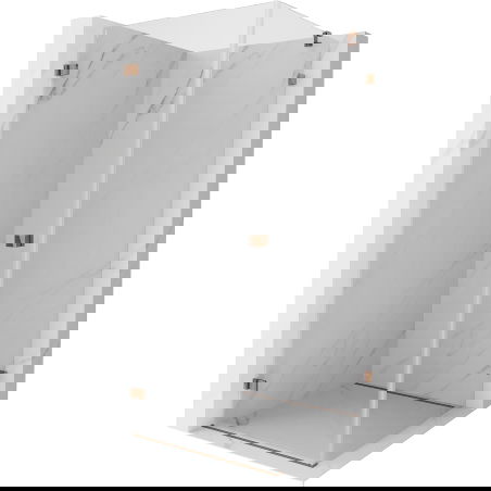 Mexen Lunar-B left pivot shower cabin 100 x 100 cm, transparent, rose gold - 832-100-100-60-00-L