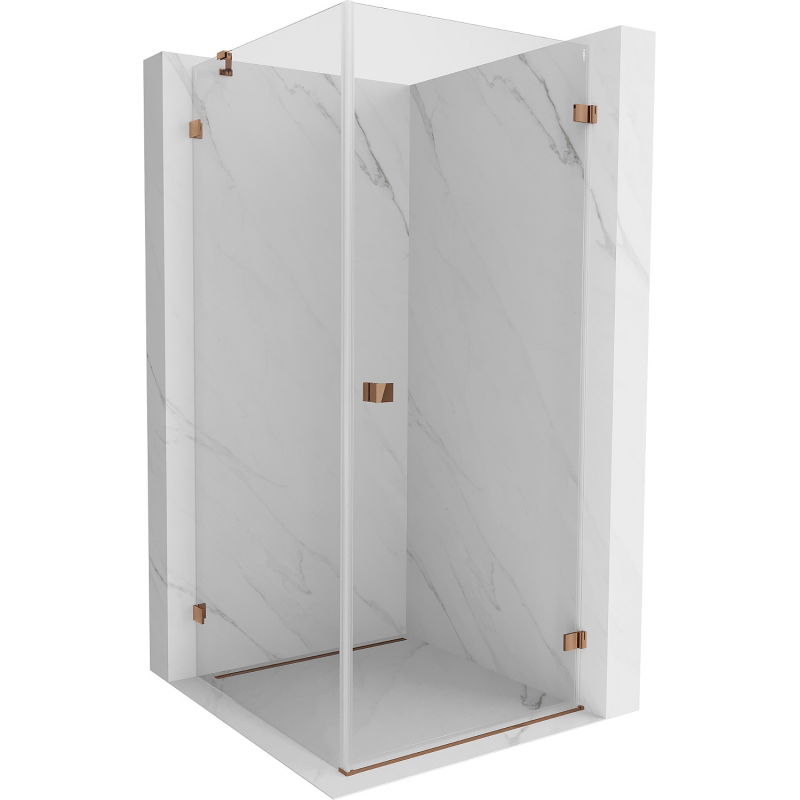 Mexen Lunar-B right-hand hinged shower cabin 70 x 70 cm, transparent, rose gold - 832-070-070-60-00-P