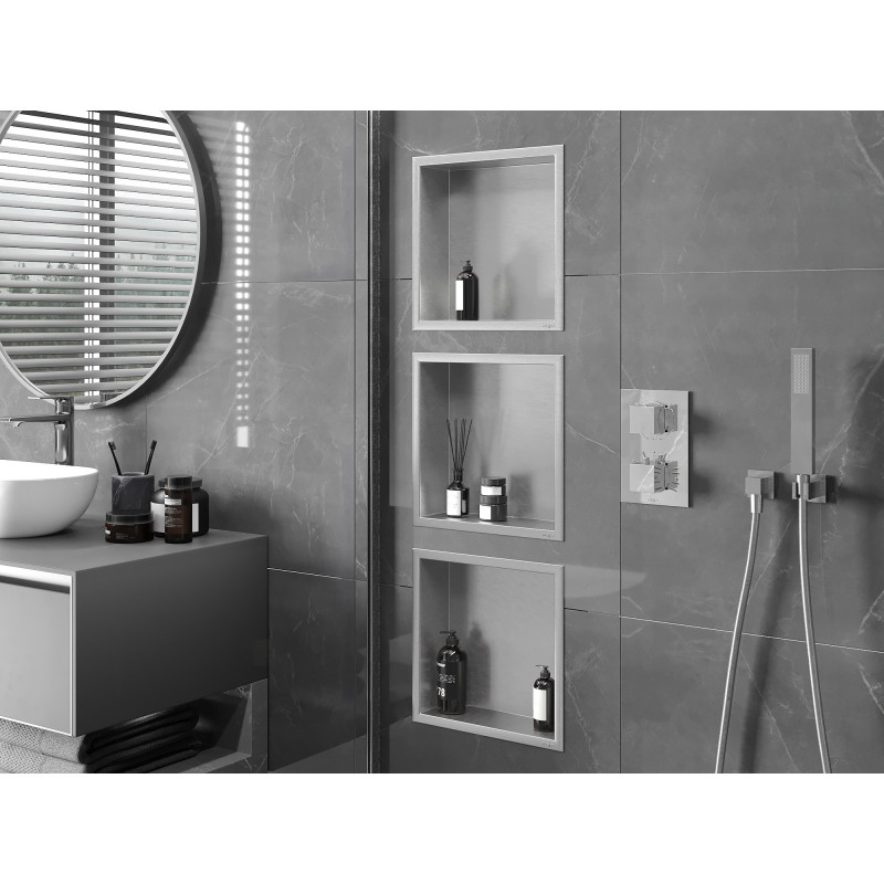 Mexen X-Wall-R recessed shelf with flange 30 x 30 cm, inox - 1910303010