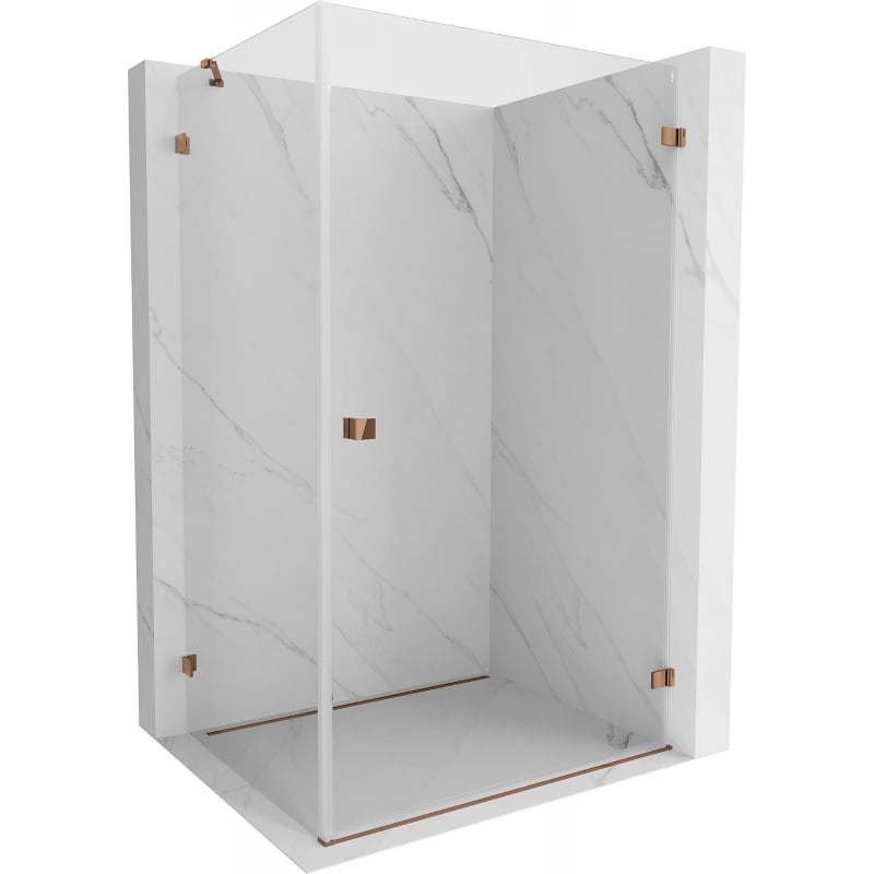 Mexen Lunar-B right-hand hinged shower enclosure 85 x 70 cm, transparent, rose gold - 832-085-070-60-00-P