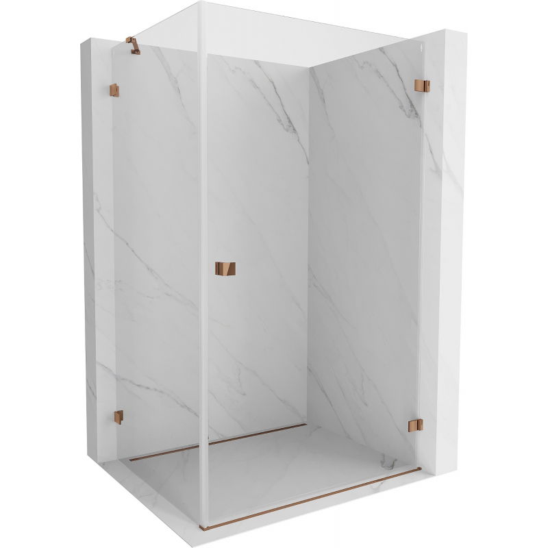 Mexen Lunar-B right hinged shower enclosure 90 x 70 cm, transparent, rose gold - 832-090-070-60-00-P