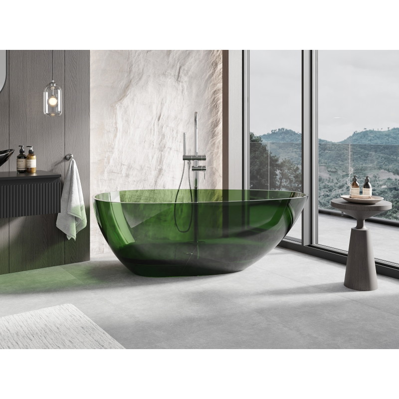 Mexen Glass freestanding transparent bathtub 170 x 85 cm, forest, chrome drain - 58061708502