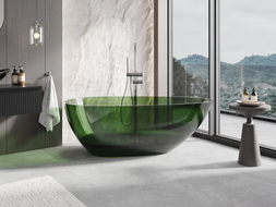 Mexen Glass freestanding transparent bathtub 170 x 85 cm, forest, chrome drain - 58061708502