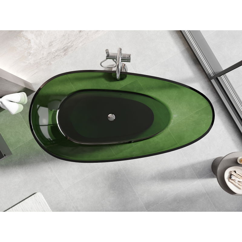 Mexen Glass Forest freestanding transparent bathtub 170 x 85 cm, chrome drain - 58061708502