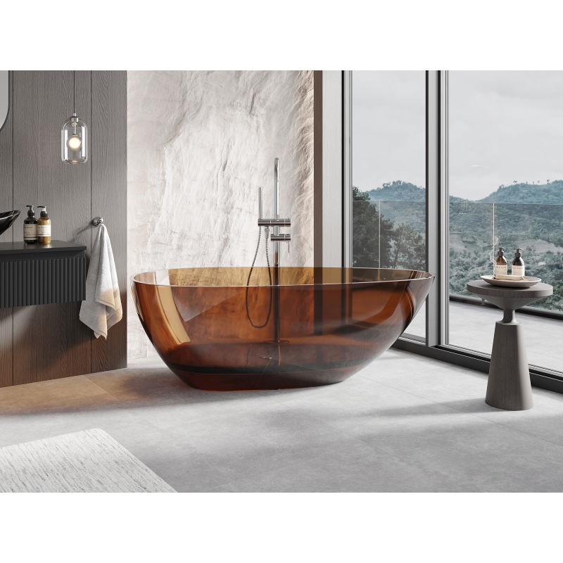 Mexen Glass freestanding transparent bathtub 170 x 85 cm, chrome plug - 58061708505