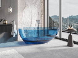 Mexen Glass freestanding transparent bathtub 170 x 85 cm, denim, chrome drain - 58061708507