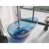 Mexen Glass freestanding transparent bathtub 170 x 85 cm, denim, chrome drain - 58061708507