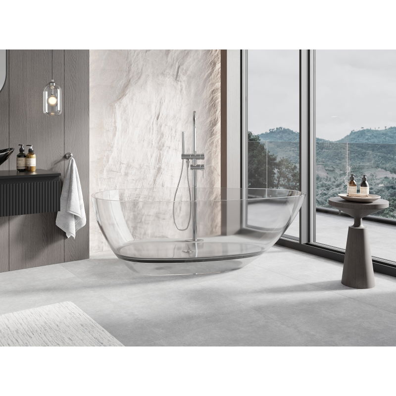 Mexen Glass clear freestanding transparent bath 170 x 85 cm, chrome plug - 58061708508