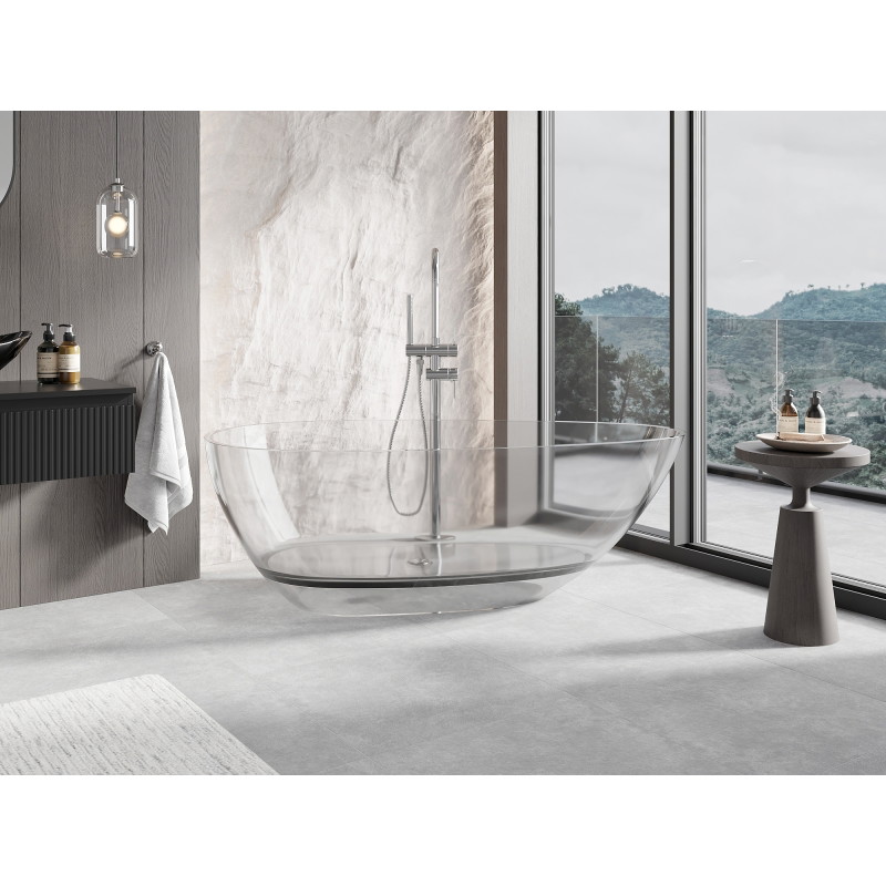 Mexen Glass freestanding transparent bathtub 170 x 85 cm, clear, chrome drain plug - 58061708508