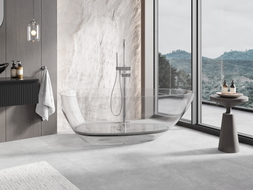 Mexen Glass freestanding transparent bathtub 170 x 85 cm, clear, chrome drain plug - 58061708508