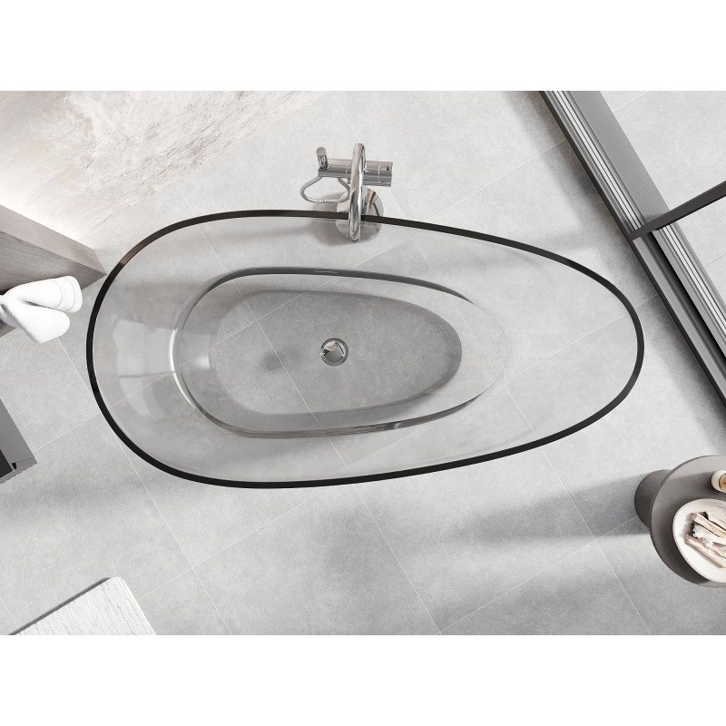 Mexen Glass freestanding transparent bathtub 170 x 85 cm, clear, chrome drain plug - 58061708508