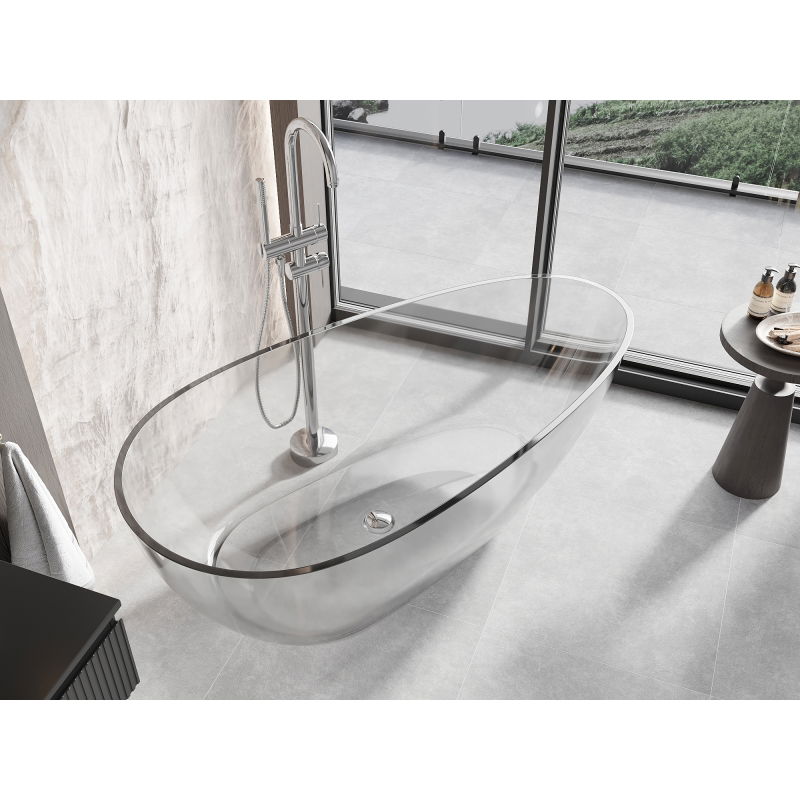 Mexen Glass clear freestanding transparent bath 170 x 85 cm, chrome plug - 58061708508