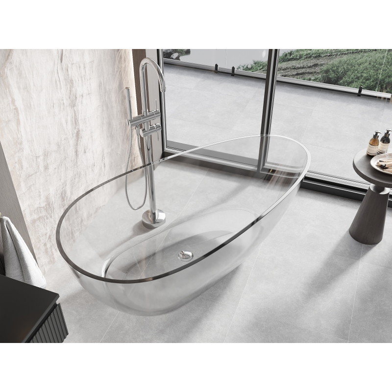 Mexen Glass freestanding transparent bathtub 170 x 85 cm, clear, chrome drain plug - 58061708508
