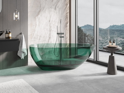 Mexen Glass teal freestanding transparent bathtub 170 x 85 cm, chrome plug - 58061708511