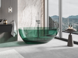 Mexen Glass transparent freestanding bathtub 170 x 85 cm, teal, chrome plug - 58061708511