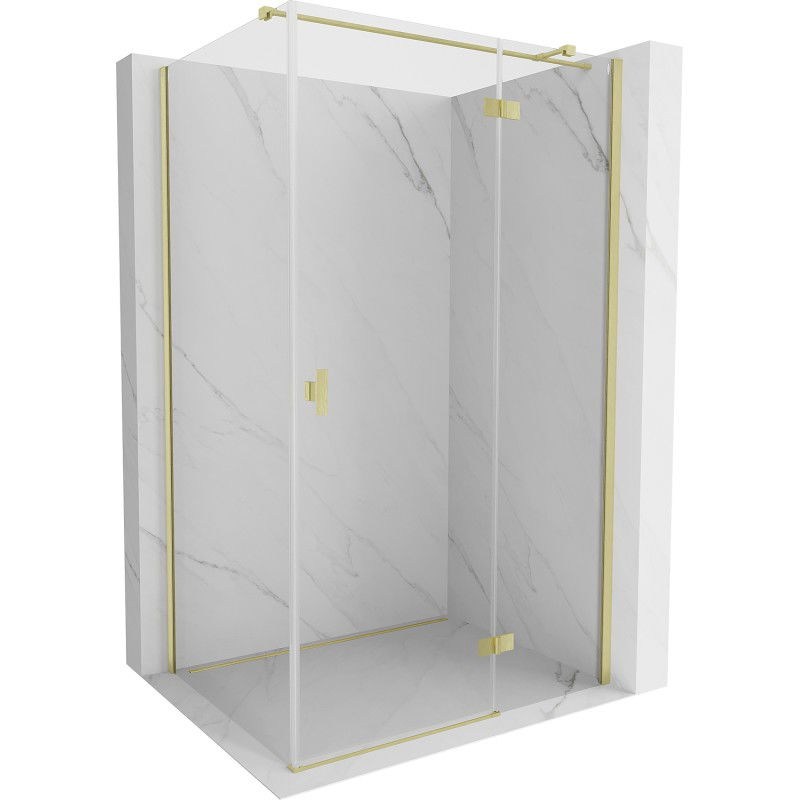 Mexen Mist H T shower enclosure hinged right 110 x 90 cm, transparent, brushed gold - 8A5T-110-090-55-00-P