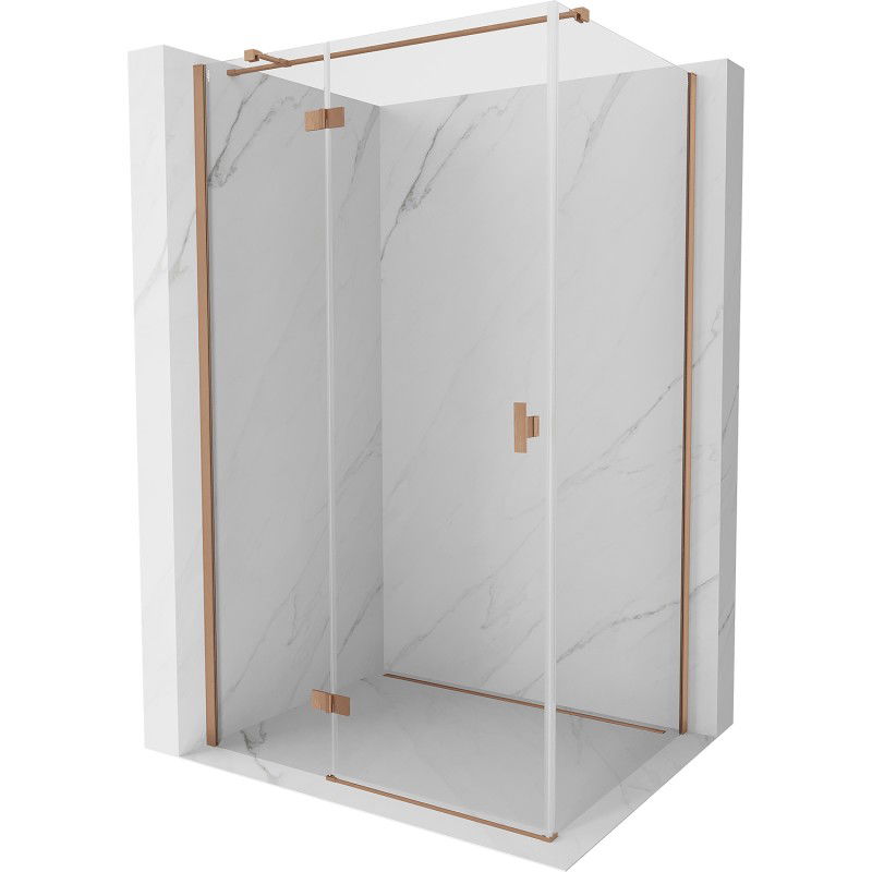 Mexen Mist H T Shower Enclosure Hinged Left 90 x 80 cm, Transparent, Brushed Copper - 8A5T-090-080-65-00-L