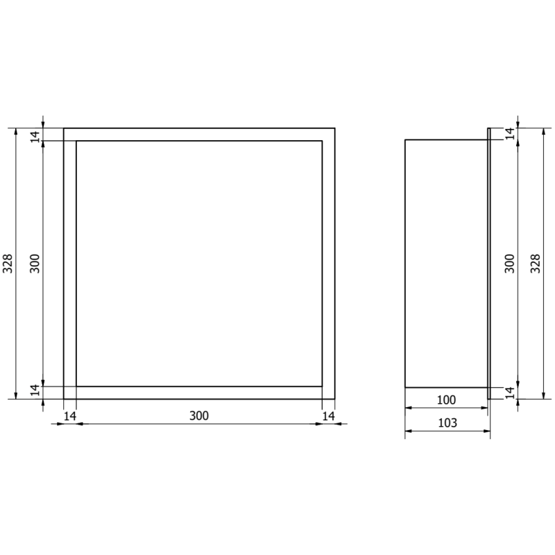 Mexen X-Wall-R recessed shelf with flange 30 x 30 cm, brushed gold - 1950303010