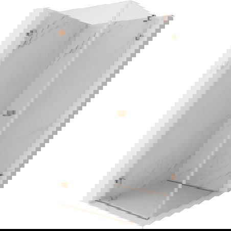 Mexen Lunar-B left-handed swing shower enclosure 70 x 70 cm, transparent, brushed copper - 832-070-070-65-00-L