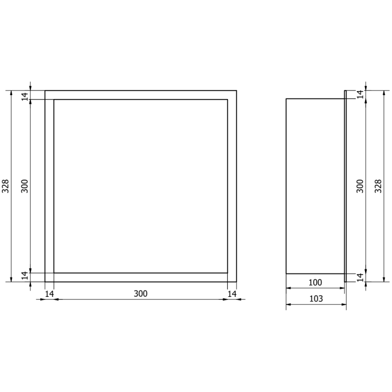 Mexen X-Wall-R recessed shelf with flange 30 x 30 cm, black - 1970303010