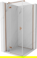 Mexen Mist H T shower enclosure hinged left 90 x 90 cm, transparent, brushed copper - 8A5T-090-090-65-00-L
